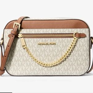 Michael Kors Beige and Brown Crossbody Bag
